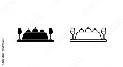 Formal Dining Table with Food Covers and Wine Glasses for Restaurant Catering Service