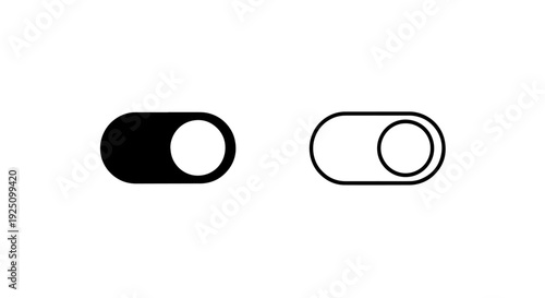 User Interface Toggle Switch Icons for App Settings and Control in Solid and Outline Vector Styles