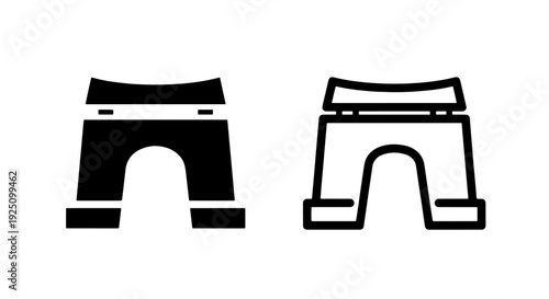 Minimalist Bridge and Modern Arch Architecture Icons in Solid and Line Vector Styles for Engineering Design