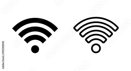 Wi-Fi Internet Connection Symbols in Solid and Line Art Style for Mobile Data and Connectivity UI Design