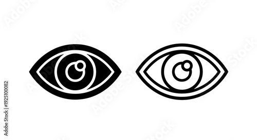 Human Eye Vision and Security Monitoring Icons for Biometric Identity Verification and Digital Surveillance