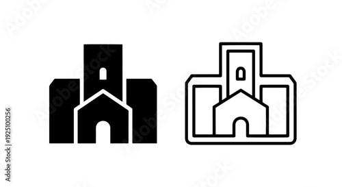 Government Office or Courthouse Building Icon with Classic Architectural Design