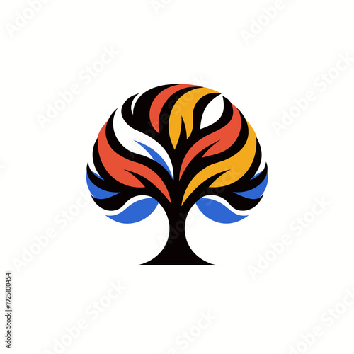 abstract tree with colorful leaves