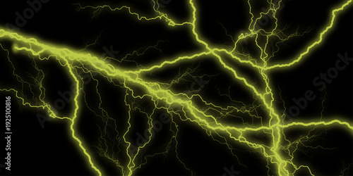 Massive lightning bolt with branches isolated on black background. Abstract white veins on black background resembling lightning bolt or cracked surface texture. black and white abstract background. 
