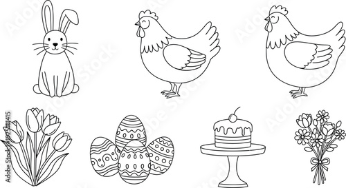 Easter rabbit chickens flowers eggs cake