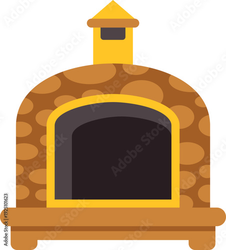 Traditional stone pizza oven with chimney for outdoor cooking