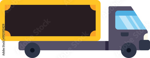 Delivery truck carrying a money box representing financial services and commerce