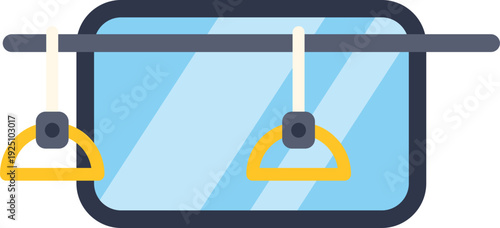 Public transport window interior with handles for standing passengers