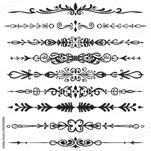 Set of nine vector ornamental page dividers design elements eps 10