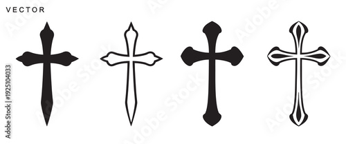 Christian cross set, Jesus Cross, Religion, latin cross silhouette, faith cross, crosses vector illustration