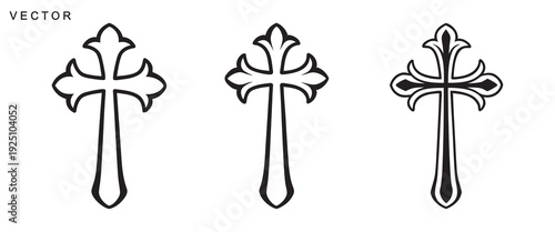 Christian cross set, Jesus Cross, Religion, latin cross silhouette, faith cross, crosses vector illustration