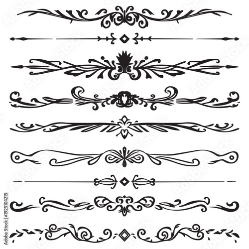 Set of nine vector ornamental page dividers design elements eps 10
