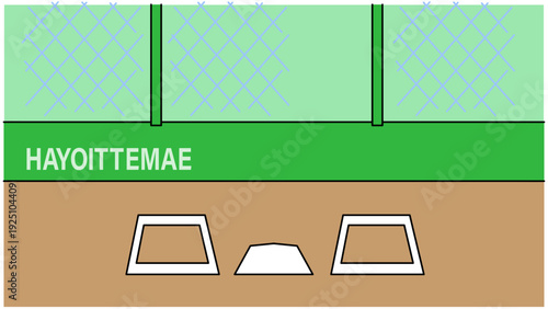 野球場のバッターボックスとホームベースの背景イラスト素材
