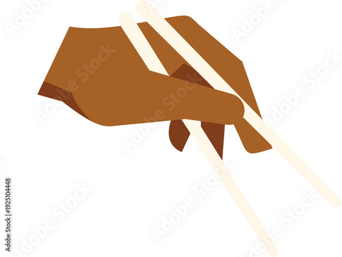 Hand holding chopsticks preparing to pick up food