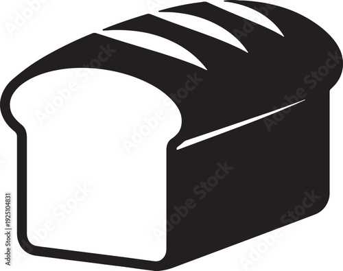 Simple black and white icon illustration of a fresh loaf of sandwich bread for bakery or food concepts