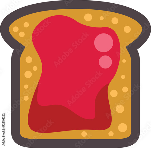 Toasted bread slice with sweet red strawberry jam spreading over, concept of morning breakfast food