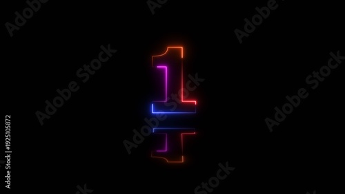 Photos 3d rendering of glowing number 1 in the dark