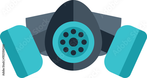 Respirator mask showing advanced air filtering with gas cartridges for personal safety