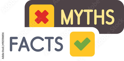 Graphic showing the difference between myths and facts with check and cross symbols