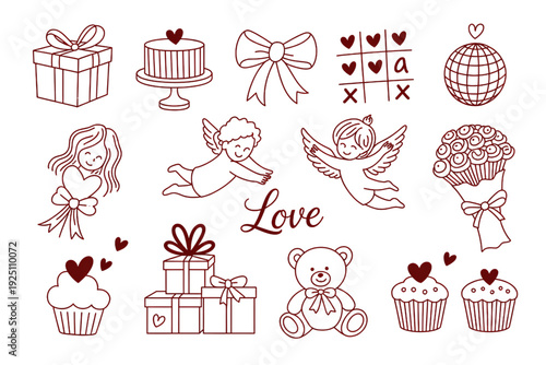 A delightful collection of various colorful and intricate doodle drawings isolated on transparent background