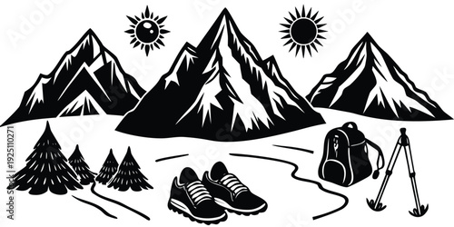 Hiking in Snowy Mountains with Gear