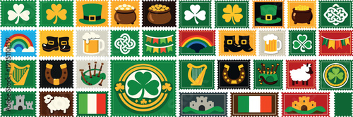 Wallpaper Mural St Patricks Day Stamp Collection Shamrocks, Leprechauns, and Irish Symbols Torontodigital.ca