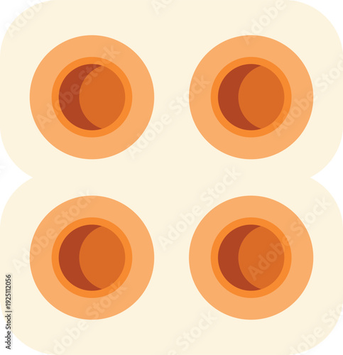 Blister pack containing four orange lozenges representing medication and health