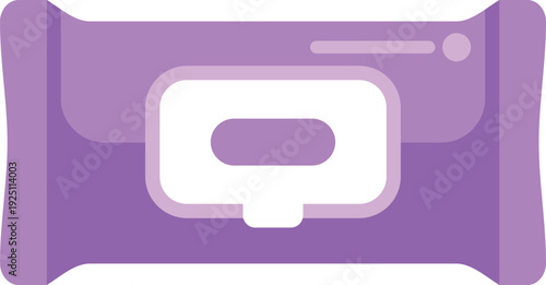 Purple wet wipes package, a flat icon for hygiene and cleaning