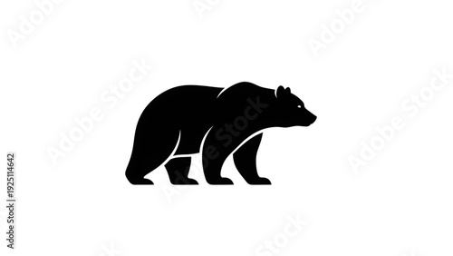 Majestic bear walking in profile view with strong stance