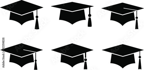 Graduation caps icon set