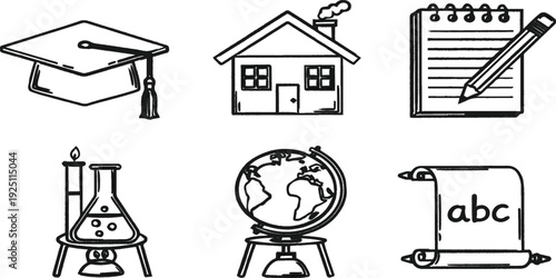 Vector icons of education and learning concepts