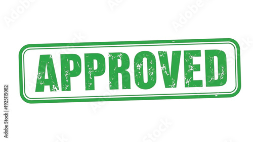 Green Approved Rubber Stamp Text on White Background