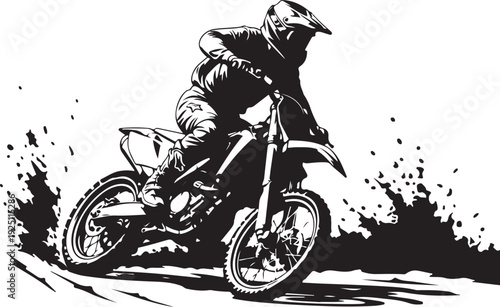 Mountain Dirt Bike Adventure Silhouette  Off Road Motocross Vector Set