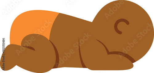 African american baby wearing a diaper sleeping peacefully