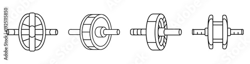 Four variations of simple Ab roller illustration set in black and white