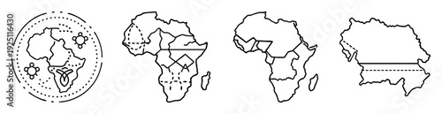 African Continent Cartography Evolution Displaying Various Boundary Representations in Outlines