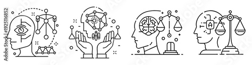 Concept art showcasing artificial intelligence, machine learning and ethics in monochrome