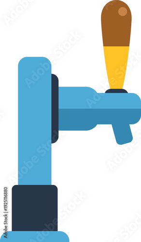 Beer tap dispenser used for serving craft ale on white background