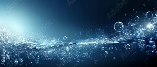 Panel kuchenny z motywem Abstract water wave with bubbles on blue background