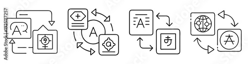 Language Translation and Localization Concepts with Arrows Showing Various Directions