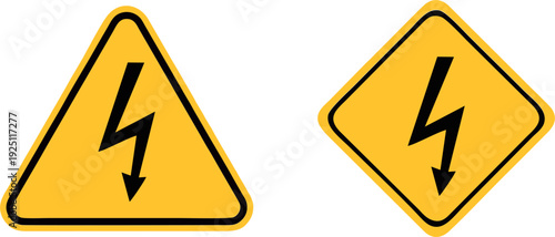 Electric Shock Warning Lightning Symbol Safety Sign Vector Illustration