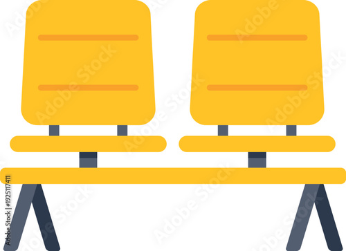 Yellow airport seats for passengers waiting in terminal