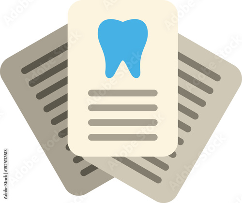 Dental record papers displaying a tooth icon with medical history lines for health checkups