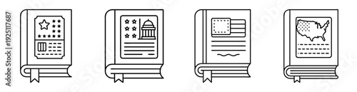A collection of books representing American history, patriotism and civics