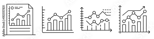 Collection of various business graphs depicting trends, data, and financial analytics