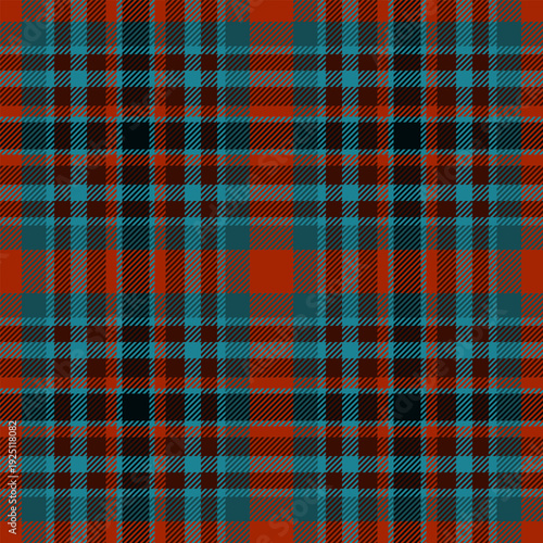 Direct background fabric check, drapery texture textile tartan. Retro seamless plaid vector pattern in cyan and dark colors.