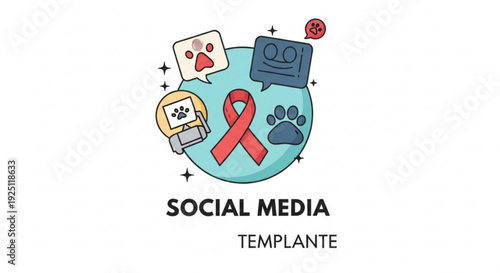Social Media Awareness Ribbon Template with Playing Cards and Camera