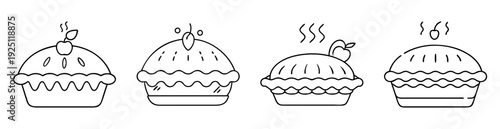 Delicious Apple Pies with a Wavy Crust in a Black and White Drawing
