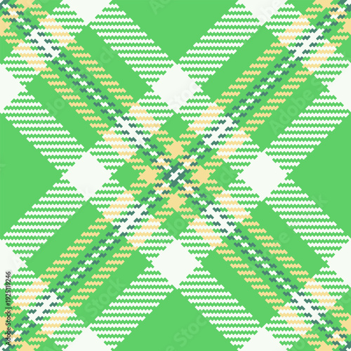 Yuletide plaid background tartan, skirt vector textile seamless. Jacket pattern fabric check texture in green and white colors.