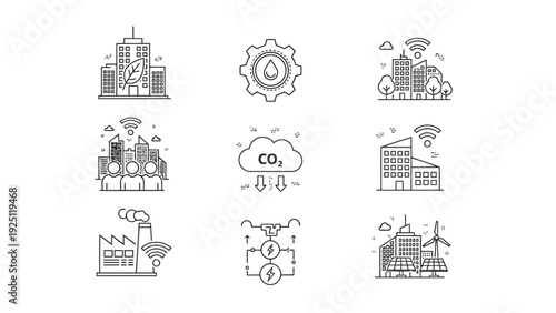 Modern technological services and infrastructure icons collection